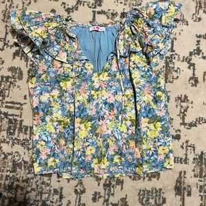 Buddy Love Blue Floral Ruffle Blouse